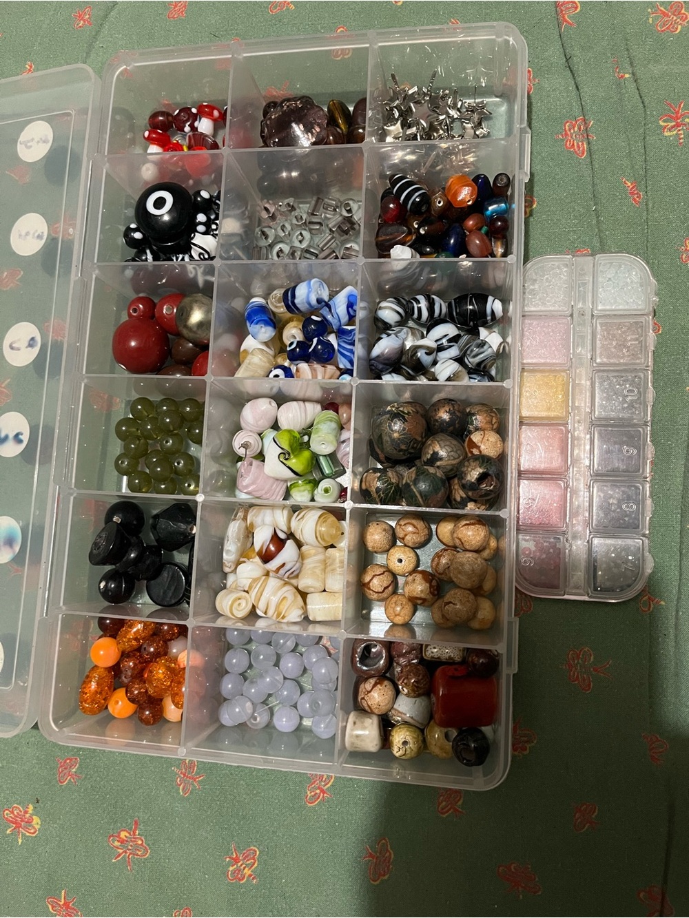 Clear Plastic Compartment Storage Box - Multi-Color Bead Organizer